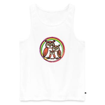 Owl family - Men's Premium Organic Tank Top - white - Front - Michal (187cm)