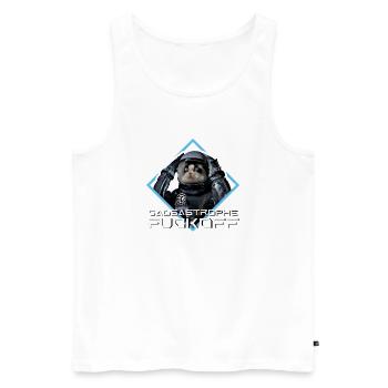 Gdasastrophe avec mon chat Zora - Débardeur bio Premium Homme - blanc - Devant - Michal (187cm)