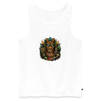 Masque au trésor tiki avec des bijoux - Débardeur bio Premium Homme - blanc - Devant - Michal (187cm)