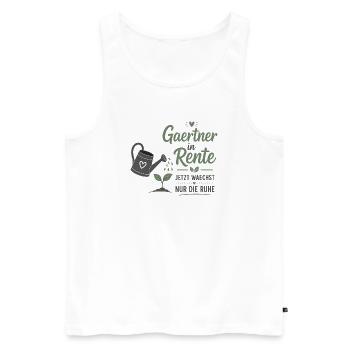 Gärtner in Rente – Gießkanne & Spruch – Geschenk - Männer Premium Bio Tank Top - Weiß - Vorne - Michal (187cm)