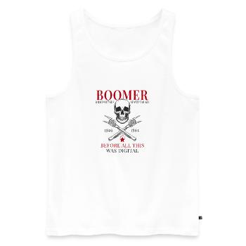 Boomer – Avant que tout cela ne soit numérique - Débardeur bio Premium Homme - blanc - Devant - Michal (187cm)