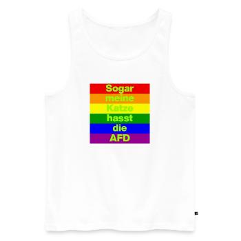SOGAR MEINE KATZE HASST DIE AFD, NO AFD NO NZS  - Männer Premium Bio Tank Top - Weiß - Vorne - Michal (187cm)