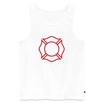 Symbole de sécurité du badge de ligne croisée maltais des pompiers - Débardeur bio Premium Homme - blanc - Devant - Michal (187cm)