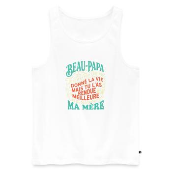 Beau-Papa Humour Cadeau Fête Des Pères Retro - Débardeur bio Premium Homme - blanc - Devant - Michal (187cm)