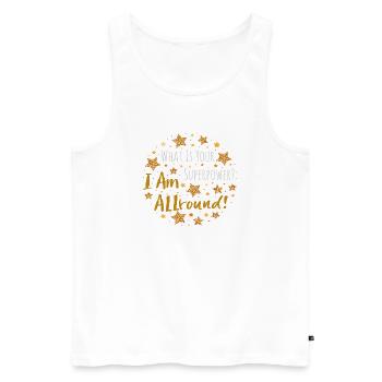 I Am Allround  - Männer Premium Bio Tank Top - Weiß - Vorne - Michal (187cm)