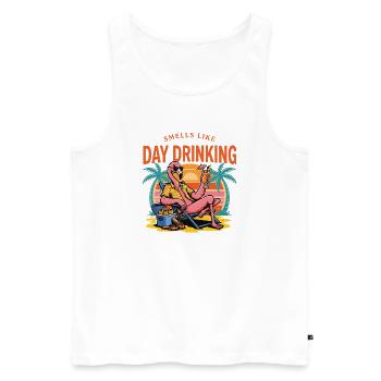 Ça sent la journée à boire Drôle de t-shirt rétro Flamingo - Débardeur bio Premium Homme - blanc - Devant - Michal (187cm)