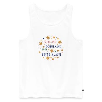 Stolzes Schulkind Erste Klasse 2026 - Männer Premium Bio Tank Top - Weiß - Vorne - Michal (187cm)