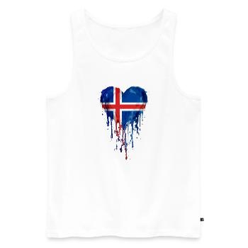 Peinture à l’aquarelle du drapeau nordique du cœur nordique islandais - Débardeur bio Premium Homme - blanc - Devant - Michal (187cm)