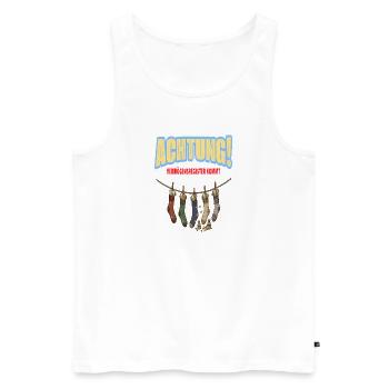 Achtung! Vermögensregister kommt - Männer Premium Bio Tank Top - Weiß - Vorne - Michal (187cm)