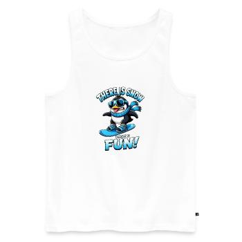 Pinguin Snowboard Wintersport Spruch - Männer Premium Bio Tank Top - Weiß - Vorne - Michal (187cm)