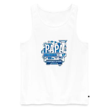 Papa Chargement En Cours 2026 Cadeau Futur Papa - Débardeur bio Premium Homme - blanc - Devant - Michal (187cm)
