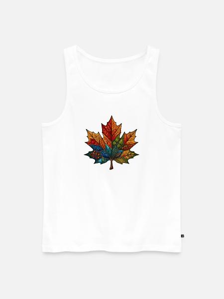Kaleidoscope Autumn Leaf - Men's Premium Organic Tank Top - white