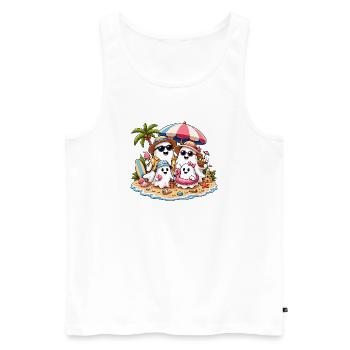 Summer Ghosts on the Beach - Men's Premium Organic Tank Top - white - Front - Michal (187cm)