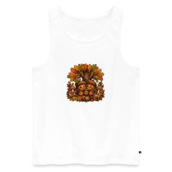 La famille des châtaigniers dans la forêt d’automne - Débardeur bio Premium Homme - blanc - Devant - Michal (187cm)