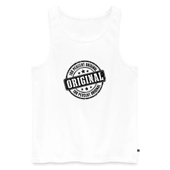 Original – 100 Percent Original Badge & Saying - Men's Premium Organic Tank Top - white - Front - Michal (187cm)