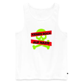 KEINEN BOCK AUF NAZIS, NO NZS, NO AFD, SKULL GRÜN - Männer Premium Bio Tank Top - Weiß - Vorne - Michal (187cm)