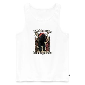 Chat de Noël Jólakötturinn Folklore de Noël islandais ! - Débardeur bio Premium Homme - blanc - Devant - Michal (187cm)