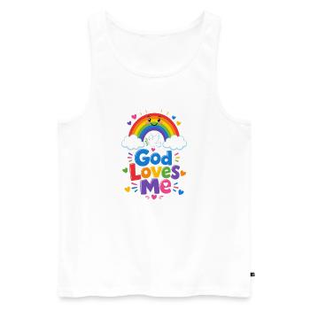 Dieu m’aime arc-en-ciel - Débardeur bio Premium Homme - blanc - Devant - Michal (187cm)