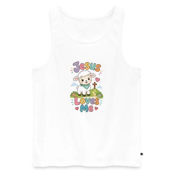 Jesus Lamb Cartoon Love Me - Men's Premium Organic Tank Top - white - Front - Michal (187cm)