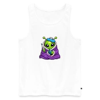 Kuscheliger Alien Schnupfen Cozy - Männer Premium Bio Tank Top - Weiß - Vorne - Michal (187cm)