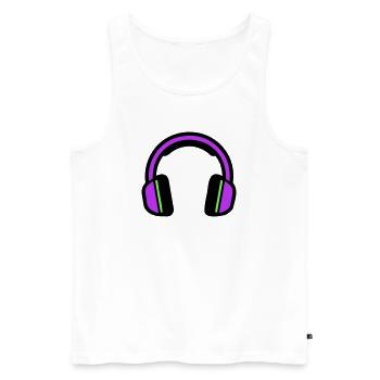 Silhouette musicale des écouteurs - Débardeur bio Premium Homme - blanc - Devant - Michal (187cm)
