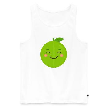 Pomme Kawaii verte – Graphique de dessin animé fruit sucré - Débardeur bio Premium Homme - blanc - Devant - Michal (187cm)