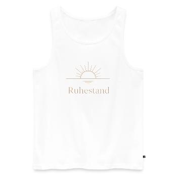 Goldener Ruhestand – Filigrane Buchstaben & Sonne - Männer Premium Bio Tank Top - Weiß - Vorne - Michal (187cm)