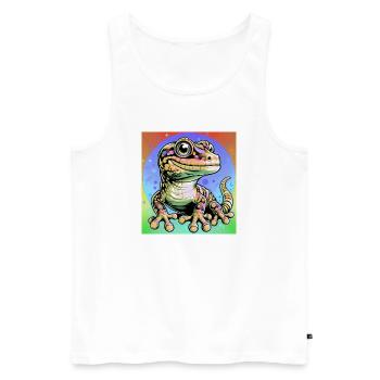 Gecko - Men's Premium Organic Tank Top - white - Front - Michal (187cm)