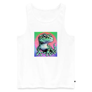 Gecko - Männer Premium Bio Tank Top - Weiß - Vorne - Michal (187cm)