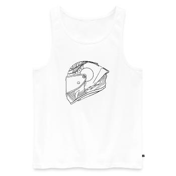 Schwarz Helm - Visier  - Männer Premium Bio Tank Top - Weiß - Vorne - Michal (187cm)