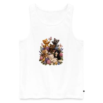Crochet Cats in Floral Garden - Men's Premium Organic Tank Top - white - Front - Michal (187cm)