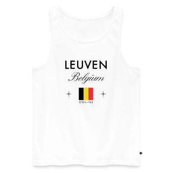Leuven Belgien Koordinaten Reise Souvenir - Männer Premium Bio Tank Top - Weiß - Vorne - Michal (187cm)