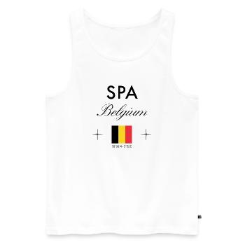 Spa Belgien Koordinaten Reise Souvenir - Männer Premium Bio Tank Top - Weiß - Vorne - Michal (187cm)