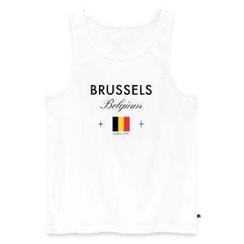 Bruessel Belgien Koordinaten Reise Souvenir - Männer Premium Bio Tank Top - Weiß - Vorne - Michal (187cm)
