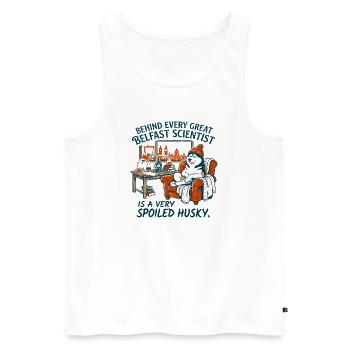 Belfast Scientist And Very Spoiled Husky - Men's Premium Organic Tank Top - white - Front - Michal (187cm)