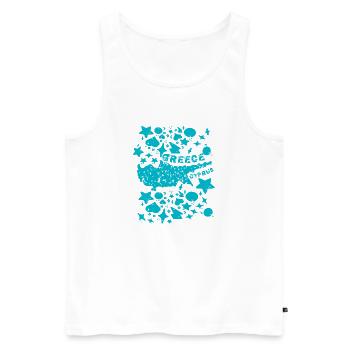 Carte chypriote turquoise vintage - Débardeur bio Premium Homme - blanc - Devant - Michal (187cm)