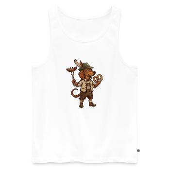 Vintage-deutscher Dackel Lustig - Männer Premium Bio Tank Top - Weiß - Vorne - Michal (187cm)