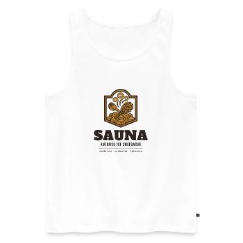 Sauna Aufguss Ist Chefsache Saunameister Geschenk - Männer Premium Bio Tank Top - Weiß - Vorne - Michal (187cm)
