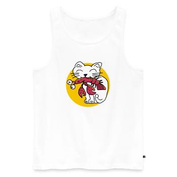 CancerCat - Männer Premium Bio Tank Top - Weiß - Vorne - Michal (187cm)