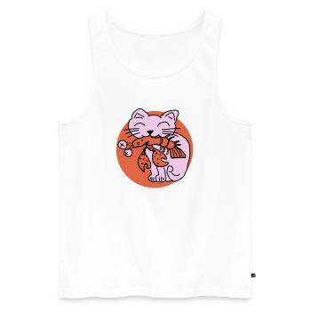 Katze frisst Krebs auf - Männer Premium Bio Tank Top - Weiß - Vorne - Michal (187cm)