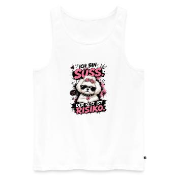 Ich bin süß – Der Rest ist Risiko Hund Malteser  - Männer Premium Bio Tank Top - Weiß - Vorne - Michal (187cm)