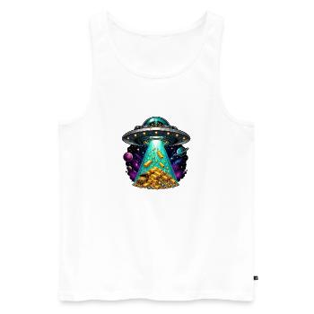 UFO Landing Gold Treasure Beam - Men's Premium Organic Tank Top - white - Front - Michal (187cm)