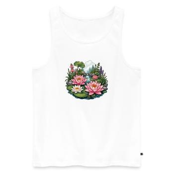 L’étang de nénuphars dans l’idylle forestier - Débardeur bio Premium Homme - blanc - Devant - Michal (187cm)