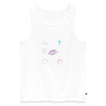 Auge Bibel Kreuz - Männer Premium Bio Tank Top - Weiß - Vorne - Michal (187cm)