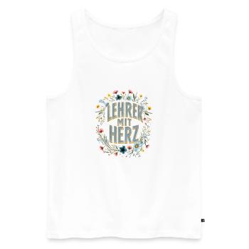 Lehrer mit Herz! - Männer Premium Bio Tank Top - Weiß - Vorne - Michal (187cm)