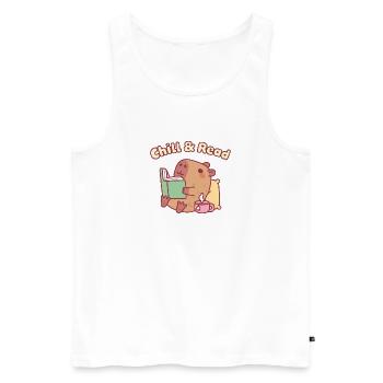 Mignonne capybara lisant un livre - Détendez-vous et lisez - Débardeur bio Premium Homme - blanc - Devant - Michal (187cm)