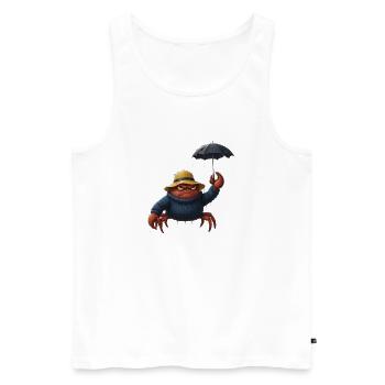 Crabe en colère avec parapluie - Débardeur bio Premium Homme - blanc - Devant - Michal (187cm)