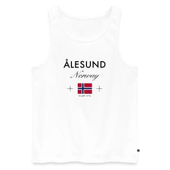 Ålesund, Norway, coordinates, travel, souvenir - Men's Premium Organic Tank Top - white - Front - Michal (187cm)