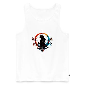 Silhouette de la roue chromatique dans Ink Splash - Débardeur bio Premium Homme - blanc - Devant - Michal (187cm)