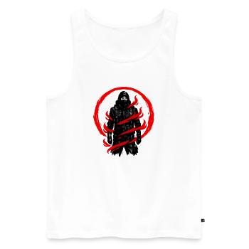 Dunkler Schatten Ninja Ring - Männer Premium Bio Tank Top - Weiß - Vorne - Michal (187cm)